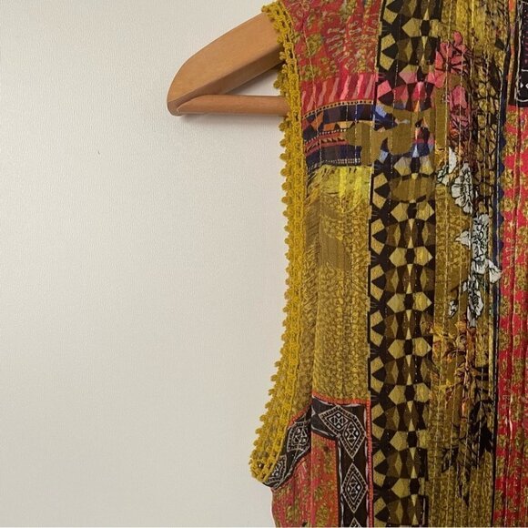 SOLD Anthropologie Citron Maxi Dress Bhanuni by Jyoti  with Tassels, Size XS - Picture 15 of 16